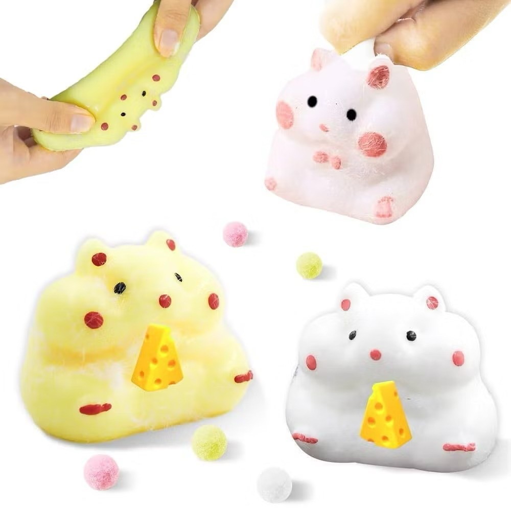 Conjunto 2 unidades Brinquedo de Alívio de Estresse Hamster Fofo para Apertar Fofo e Divertido, Super Alívio de Estresse