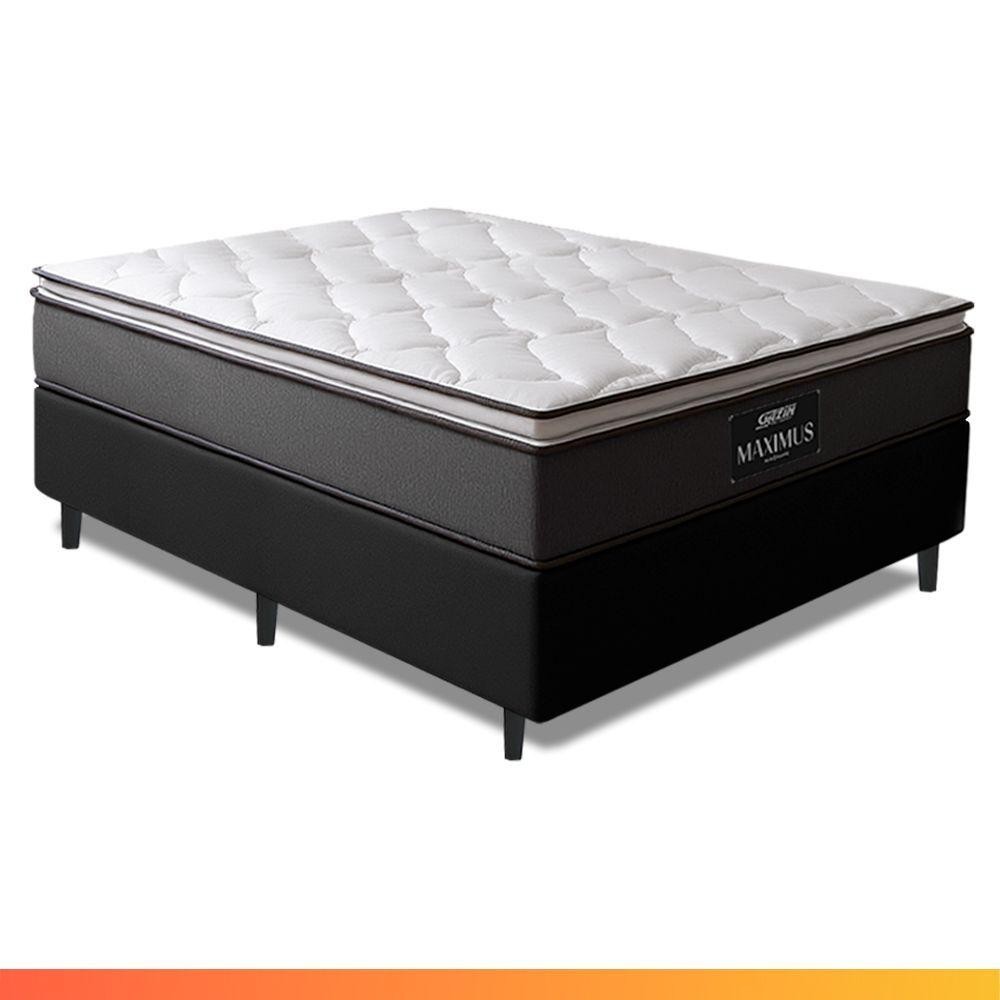 Cama Box Casal Molas Ensacadas Maximus 138x188x67cm Cinza em Oferta na Shopee