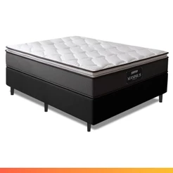 Cama Box Casal Molas Ensacadas Maximus 138x188x67cm Cinza