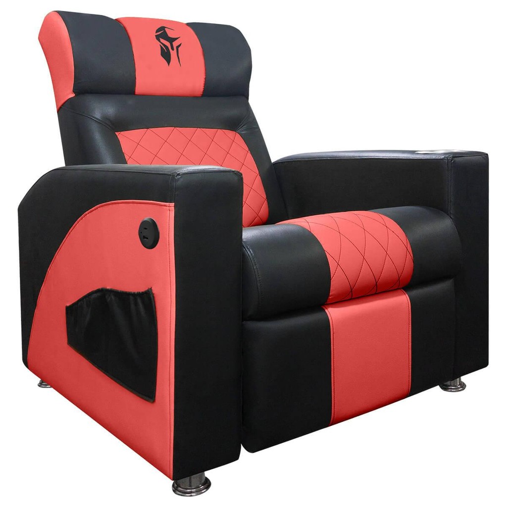 Cadeira Gamer Sparta com Encosto Reclinável e Carregador USB Corino Preto/Vermel