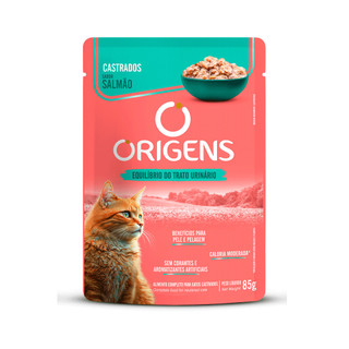 Ração Úmida Sachê Origens Gatos Castrados Salmão · 85g
