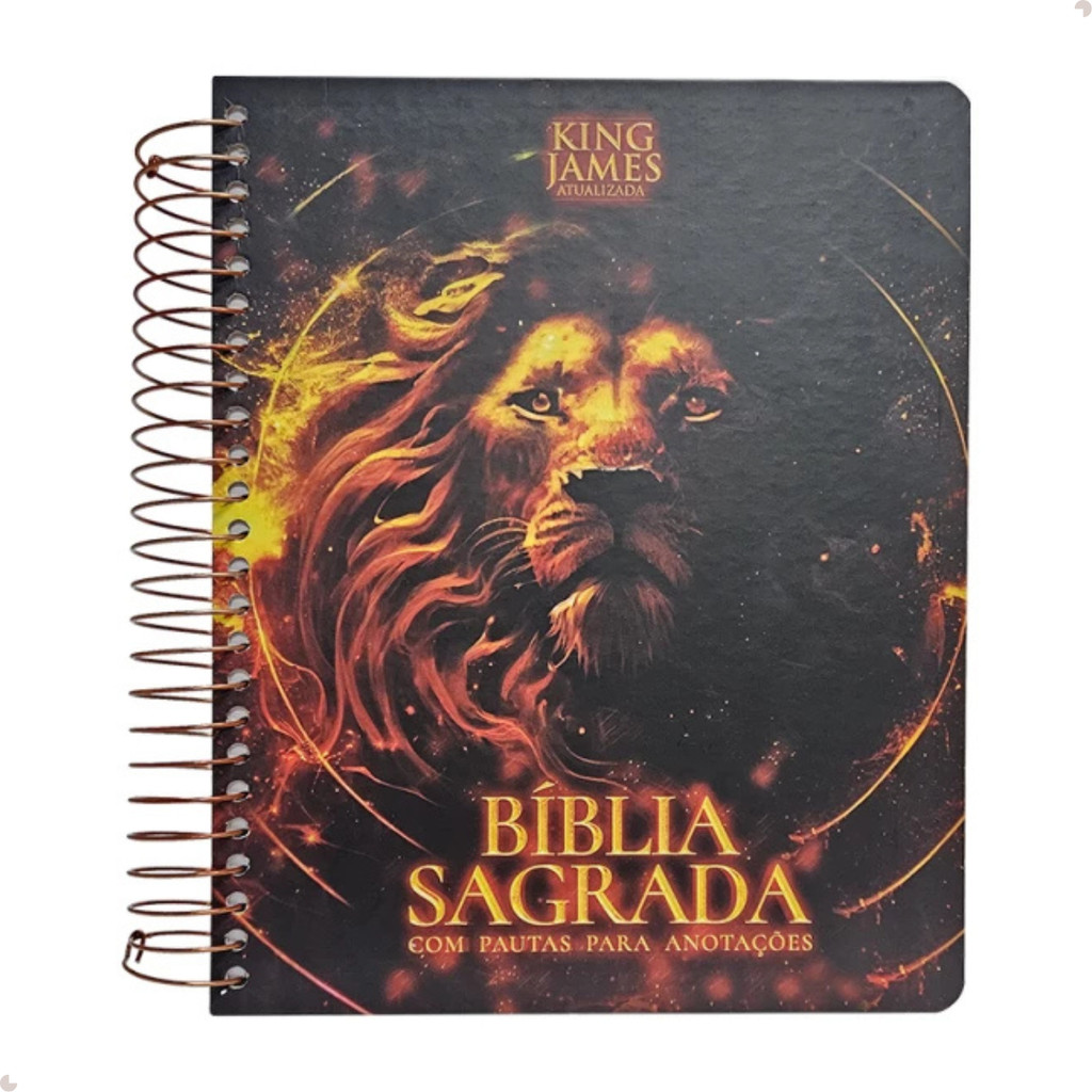 Bíblia Sagrada KJA Anote Espiral Masculina - Leão Épico