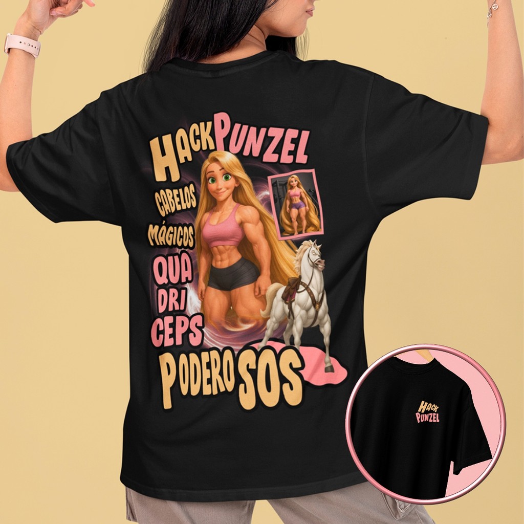 Camiseta Hackpunzel Quadriceps Poderosos Camisa Feminina De Treino Rapunzel Maromba Academia