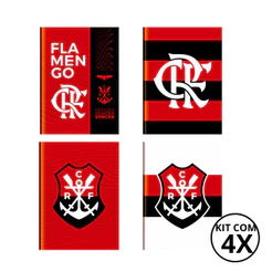 Kit 4 Cadernos Brochura Universitário 80 Folhas Flamengo