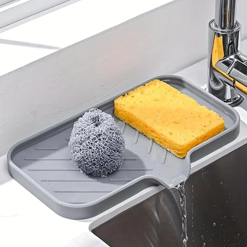Bandeja De Silicone Multi-Funcional Para Cozinha Sink Tray-Porta Sabão Com Ponta De Drenagem , Bancada Escova