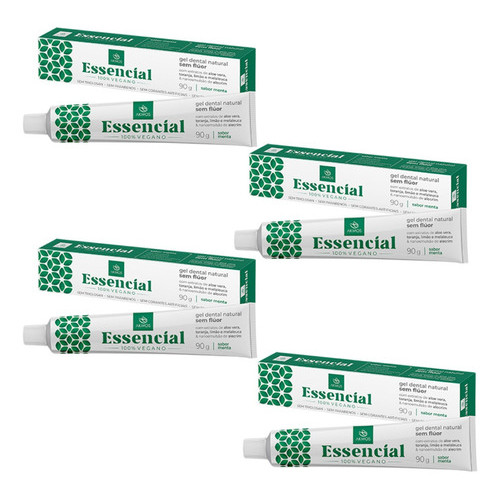 Kit 4x Creme Dental Vegano Sem Flúor Melaleuca E Aloe Vera