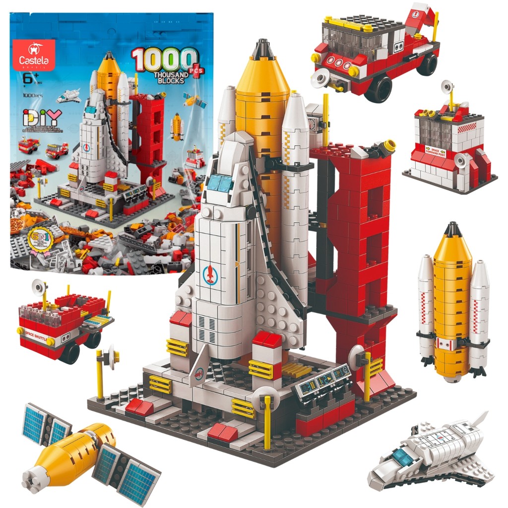 Blocos de Montar Foguete Espacial Com 1000 Peças 6 em 1 Castela em Oferta na Shopee