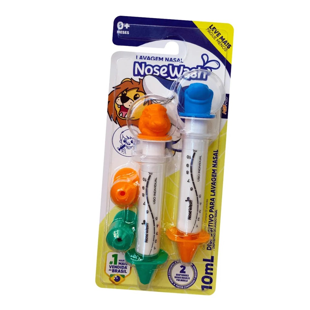 Seringa para Lavagem Nasal Leão e Tubarão Duplo  2 unidades 10ml - Nosewash em Oferta na Shopee