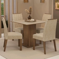 Conjunto Sala de Jantar Tampo de Madeira 4 Cadeiras Rustic/Crema/Imperial Cannes Madesa