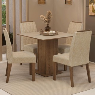 Conjunto Sala de Jantar Tampo de Madeira 4 Cadeiras Rustic/Crema/Imperial Cannes Madesa em Oferta na Shopee