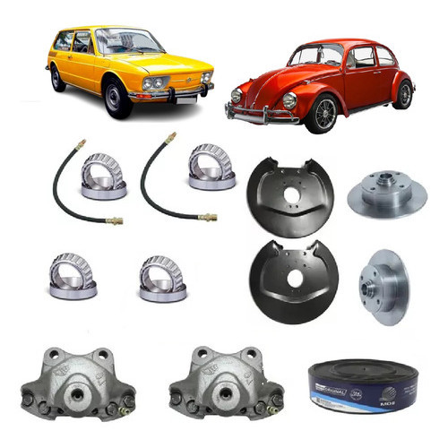 Kit De Freio A Disco Fusca Completo - Sistema Pivô Com Pinça