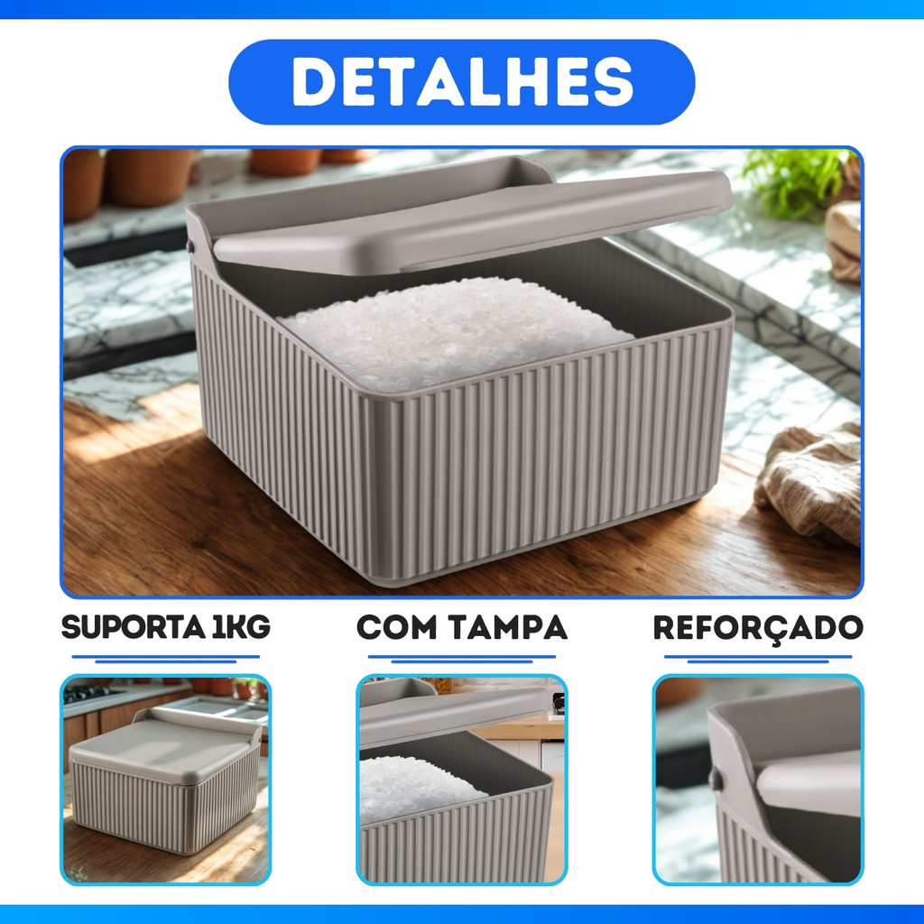 Saleiro de Mesa com Tampa Plástico Sólido em Polipropileno 1Kg · foto 2