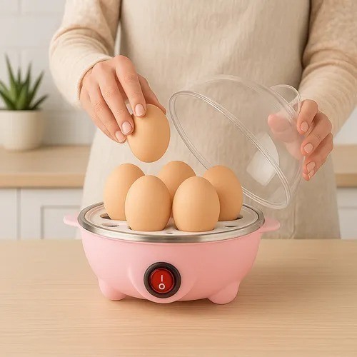 Cozedor Elétrico de Ovos Preparos de Ovos Vapor Voltagem 110V alimentos a vapor Prático