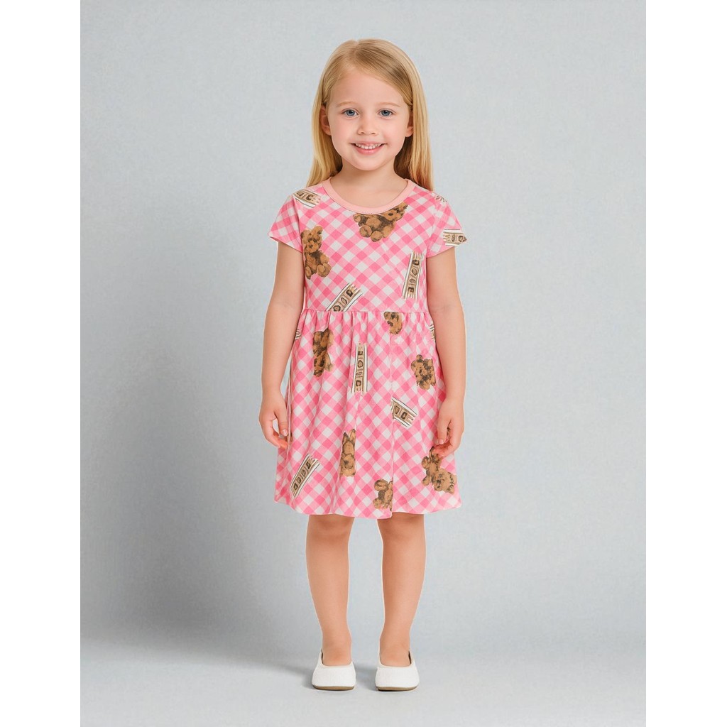 Kit 5 Vestidos Infantis Algodão Sortidos Estampados Fresquinhos Confortáveis Para Meninas