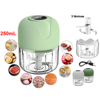 Mini Processador Triturador Sem Elétrico 3 lâminas de aço inox USB 250ML De Alimentos Para Legumes em Oferta na Shopee