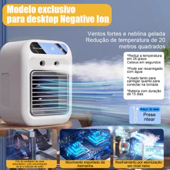 GRANDE Ar Condicionado Climatizador Umidificador Ventilador Portátil Led Quarto Sala Escritório Mesa
