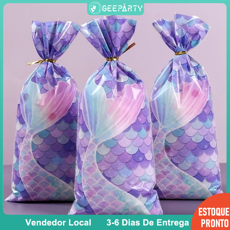 GeeParty 20/40 Peças Saco De Doces Cauda De Sereia Presente Para Menina Festa De Aniversário Suprimentos Saque em Oferta na Shopee
