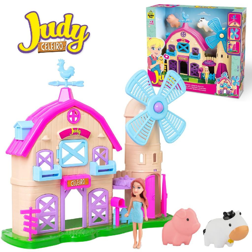 Brinquedo Celeiro Da Judy Com Boneca Animais e Acessórios Da Fazendinha - Samba Toys