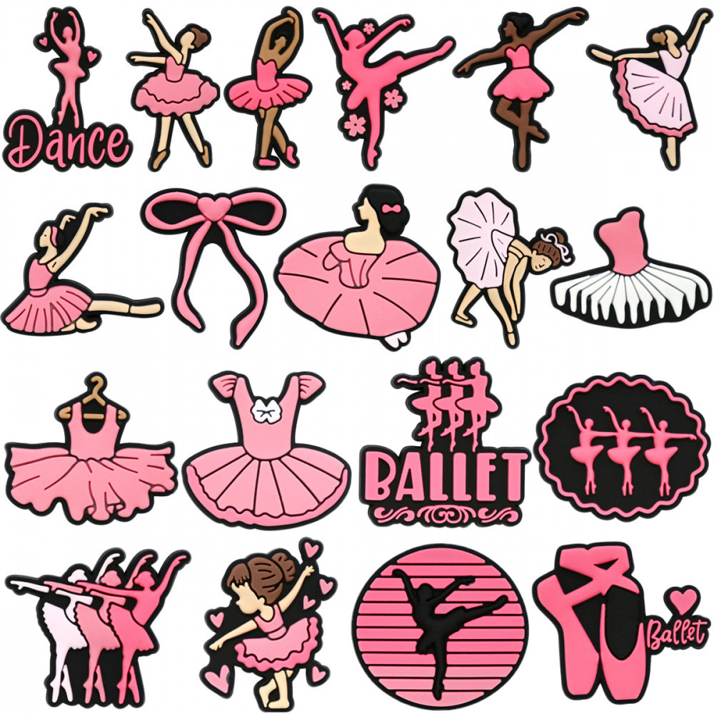 Encantos de Sapatos 20 Estilos de Série de Decorações de Balé Acessórios de PVC com Botão e Pingentes de Sandálias com P em Oferta na Shopee