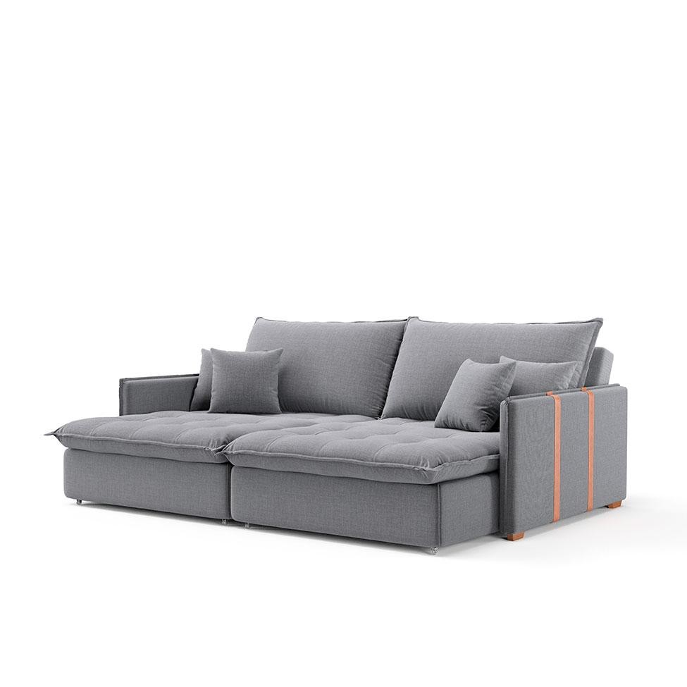 Sofá Retrátil Sem Caixa 3 lugares Solomons Linho Cinza em Oferta na Shopee