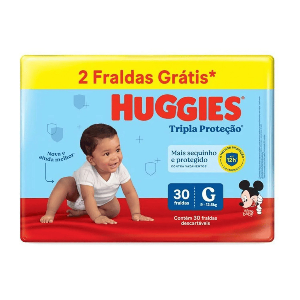 FRALDA HUGGIES TRIPLA PROTEÇÃO G 9 A 12,5 KG PACOTE ECONÔMICO