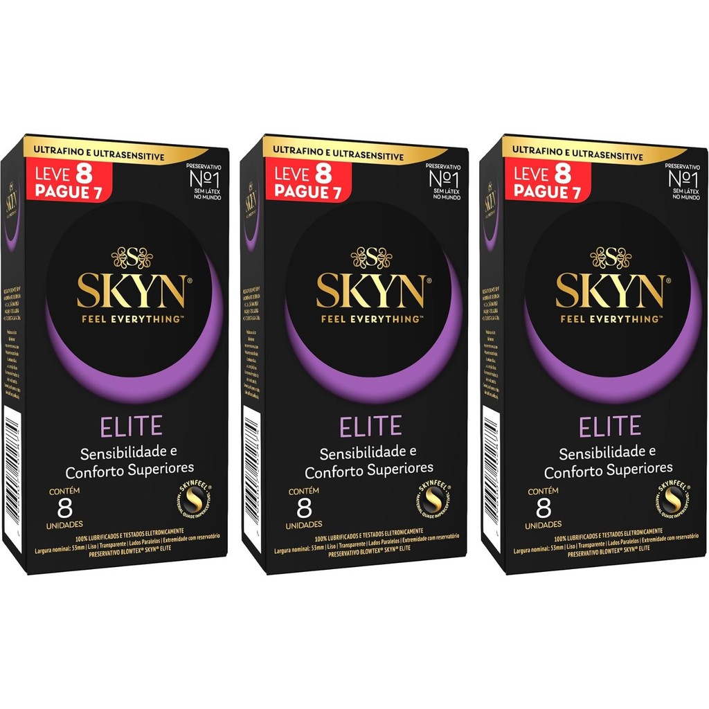 Kit 3 Preservativos Blowtex Skyn Elite Leve 8 Pague 7 unidades