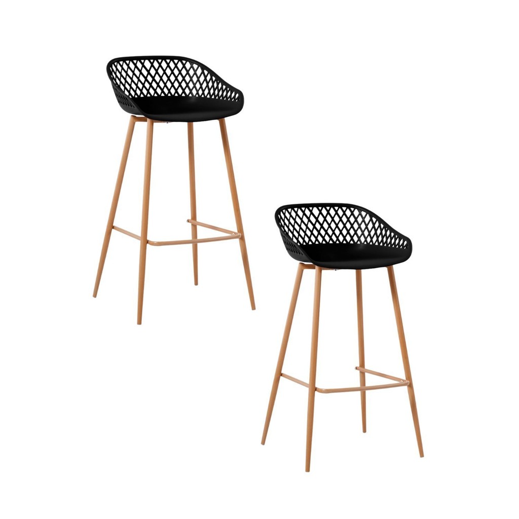 Kit 2 Banquetas Alta Polipropileno e Aço Mônaco Espresso Móveis Preto em Oferta na Shopee