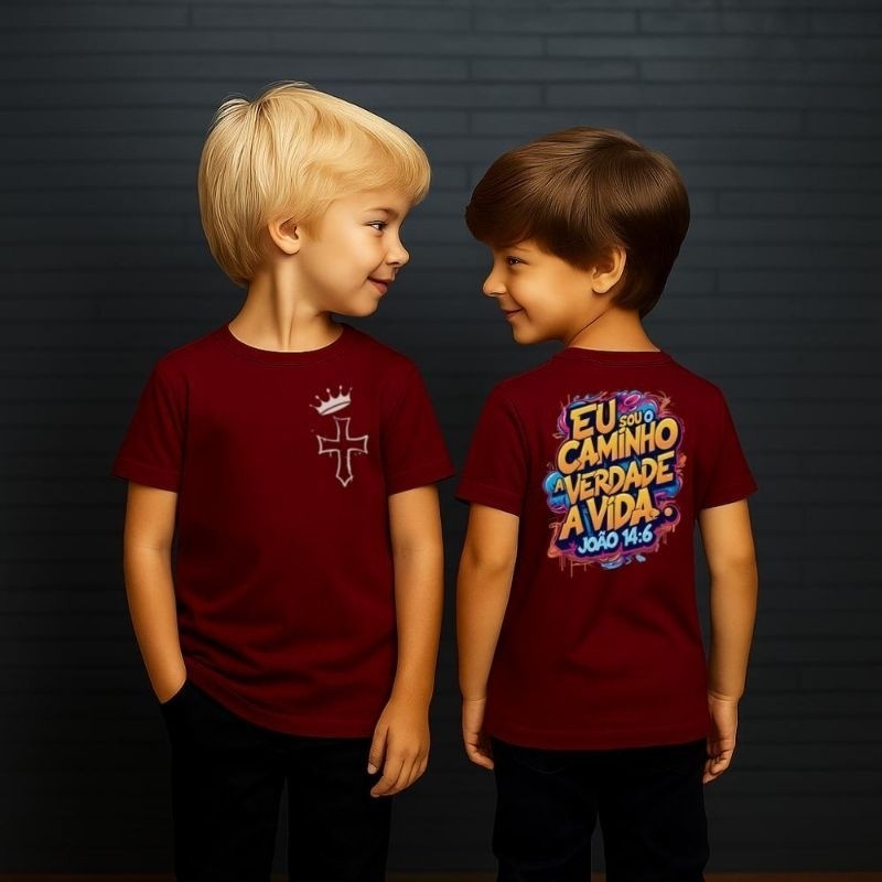 Camisa 30.1 João Deus 14:6 Blusa Manga Curta Algodão Camiseta Moda Infantil