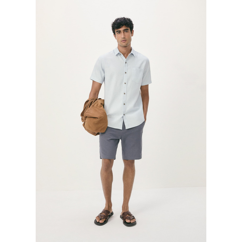 Bermuda Masculina Reta Com Linho em Oferta na Shopee