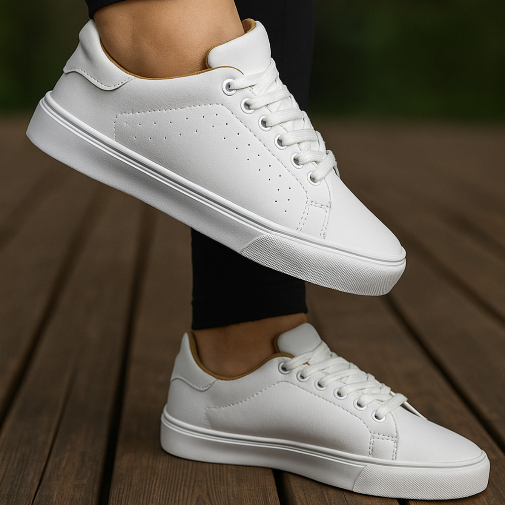 Tênis casual feminino tênis sapetenis casual feminino branco com sola reta