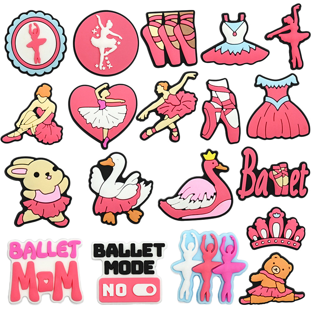 Encantos de Sapatos 20 Estilos de Decorações da Série de Ballet Fofa Acessórios de PVC com Botão e Pingentes de Sandália