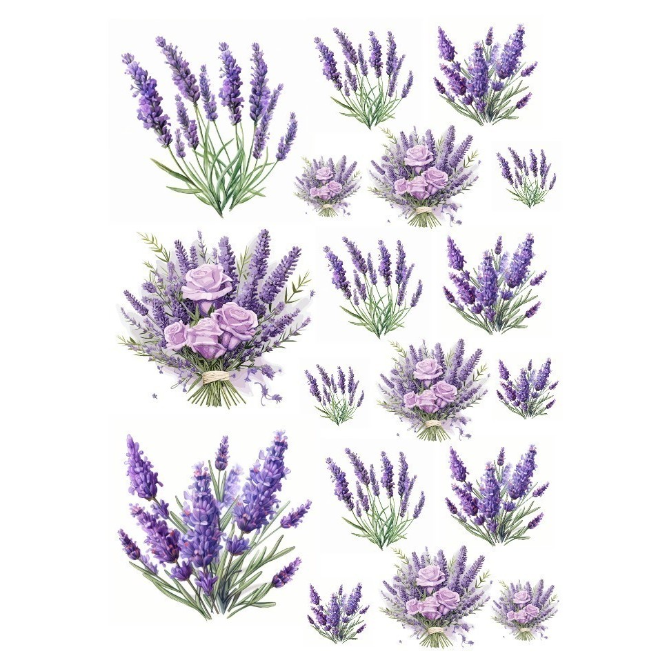 Decalque Hidro Transfer - Lavandas Ramos e Buquês em Oferta na Shopee