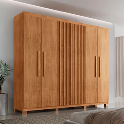Guarda Roupa Casal Roma 100 MDF 6 Portas e 2 Gavetas com Pés