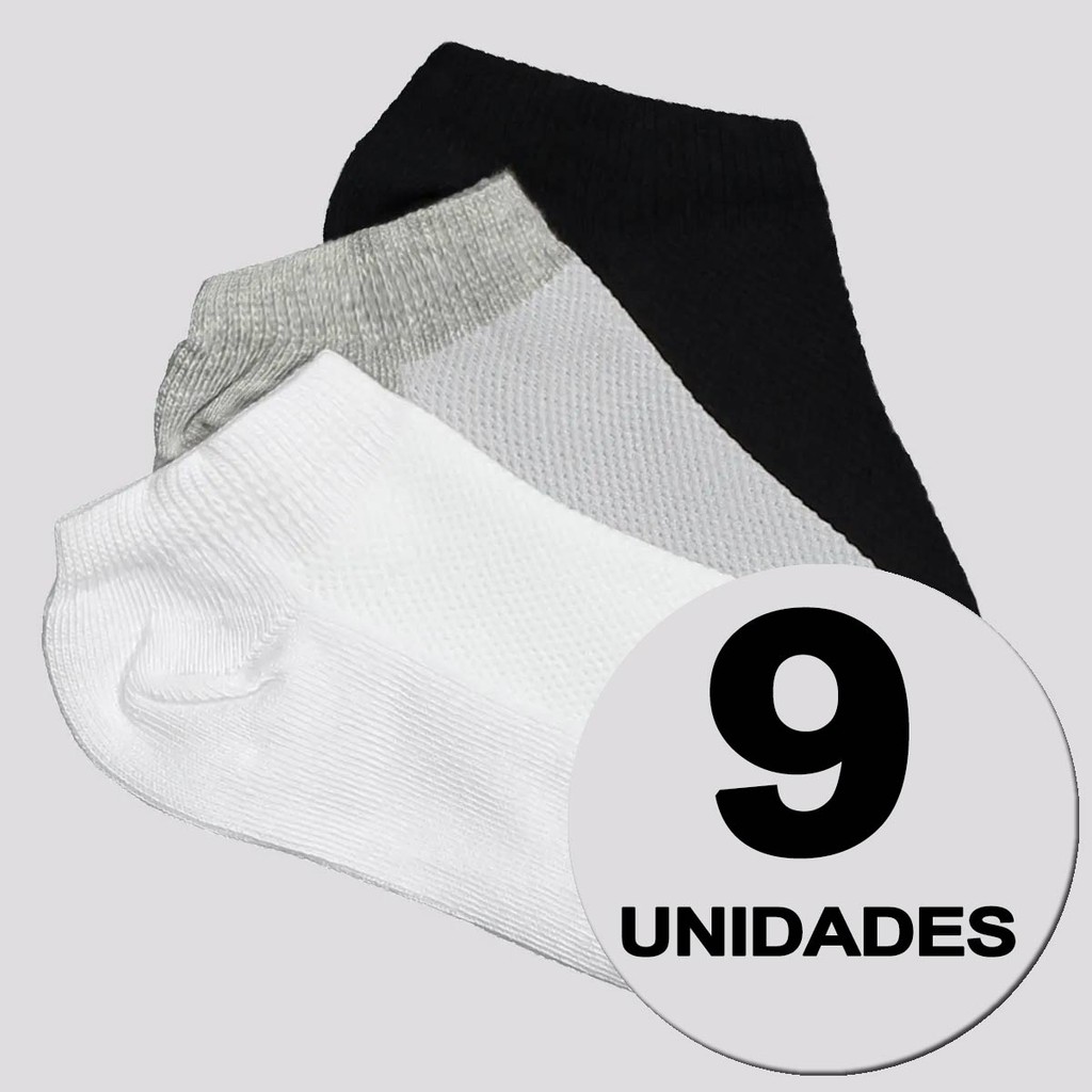 Kit Meia Selene Sapatilha Infantil 9 Pares Branca Preta e Cinza em Oferta na Shopee