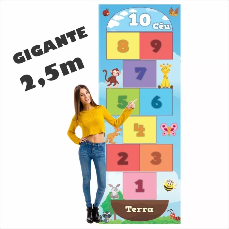 Lindo Tapete Amarelinha Infantil Grande Em Lona Zoológico animais, Melhor Que Eva, Não Rasga, Jogo da Amarelinha pedagóg