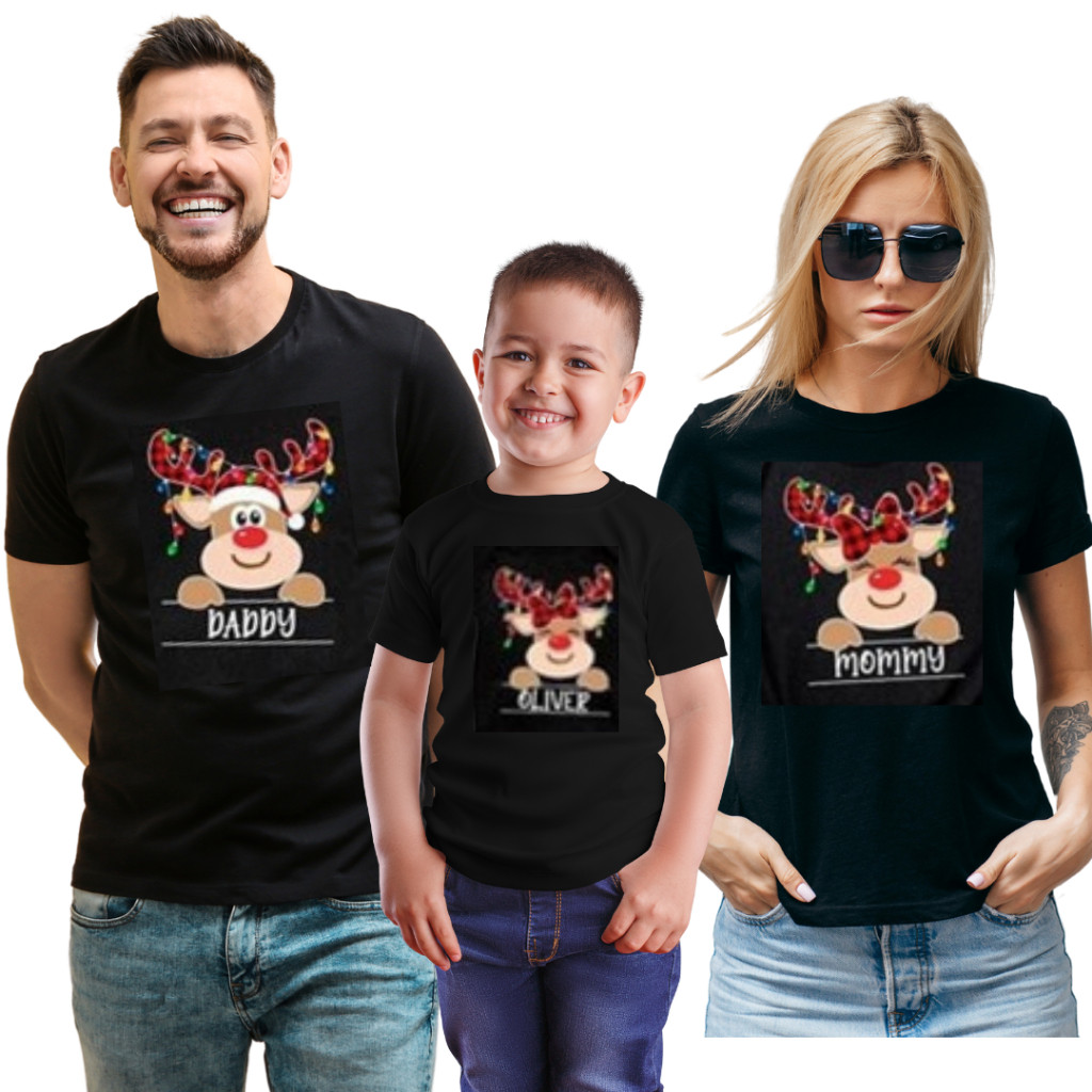 informar o tamanho infantil no ato da compra Camiseta Camisa Kit 3 Camisetas Familia Espirito Natalino Hena Feliz Natal