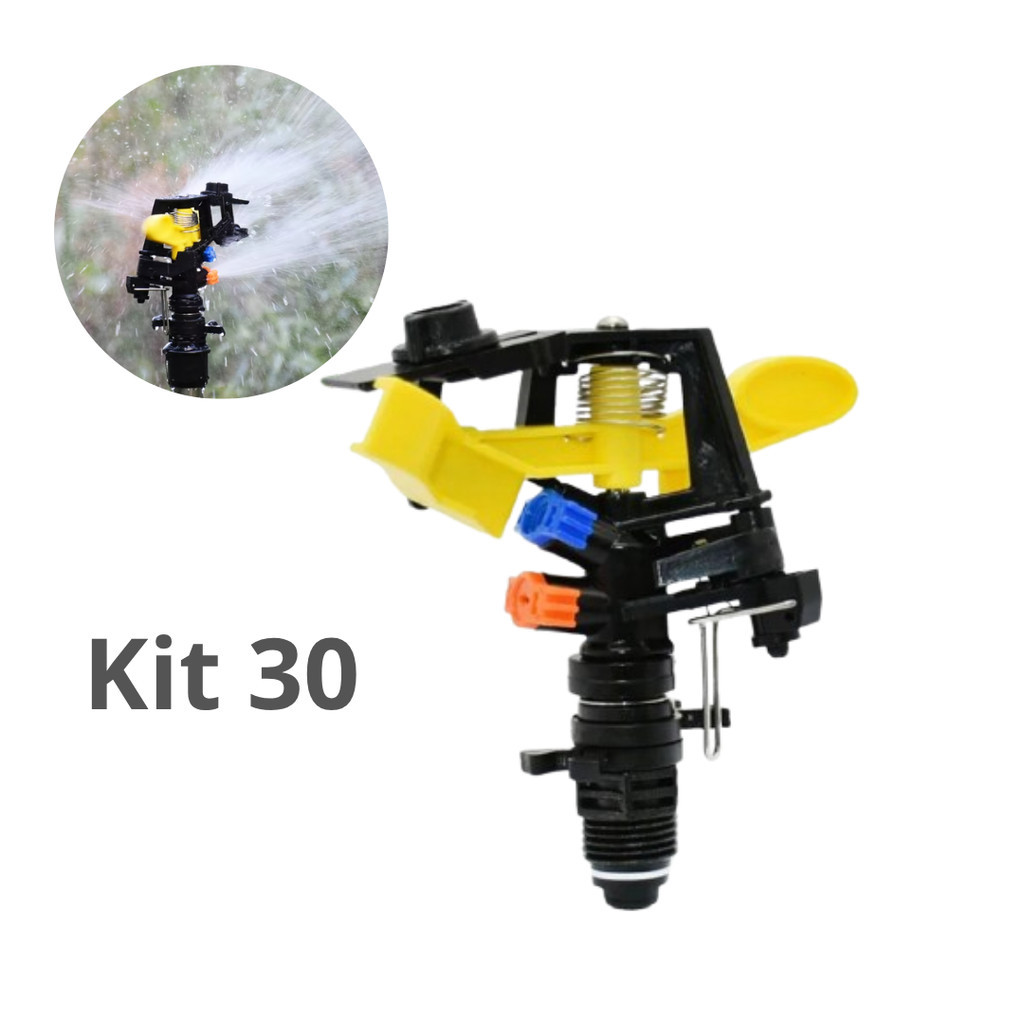 Kit 30 Aspersor 1/2 Setorial Espiga De Impacto Irrigador Horta, Jardim, Gramado e Lavoura