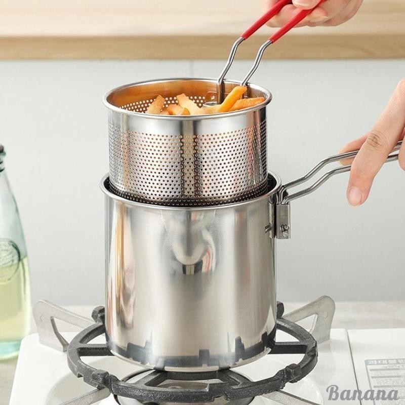 Mini Fritadeira Em Aço Inoxidável 304 Extra Alta E Profunda Com Cesto Filtrante E Panela Para Sopa Que Economiza óleo