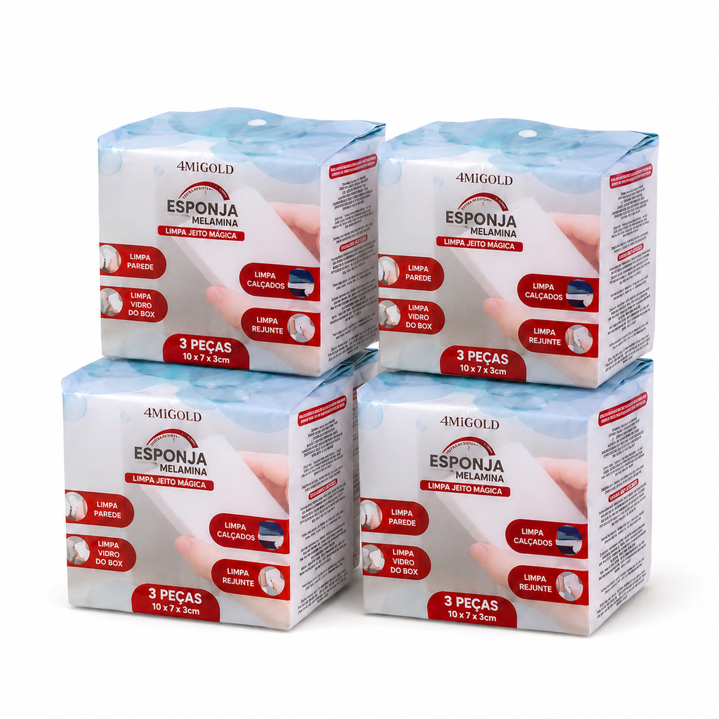 Esponja Mágica Melamina Kit 12 Limpa Parede Rejunte Box Banheiro Tênis Multiuso 10x7x3cm