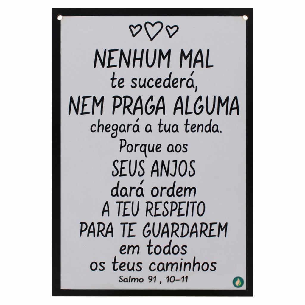 Quadro Decorativo Salmo 91 Versículo Bíblico MDF  Religioso para Quarto, Sala e Escritório