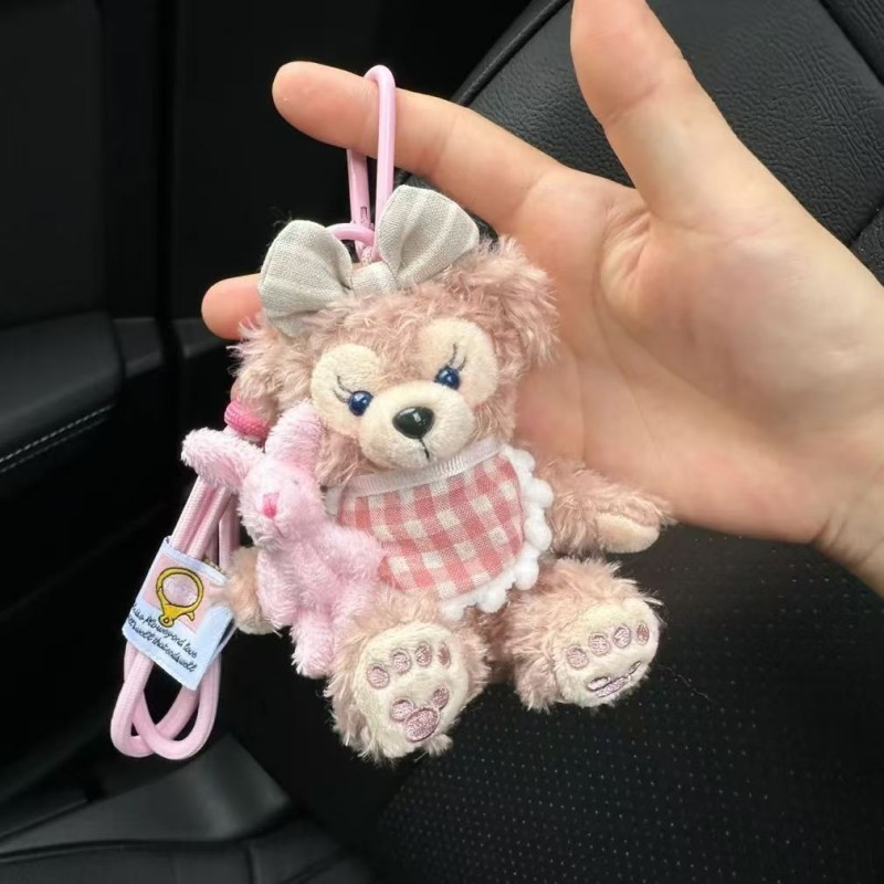 Bonito abraço coelho Shirley rosa Duffy urso boneca de pelúcia menina saco chaveiro presente pingente boneca KGKY