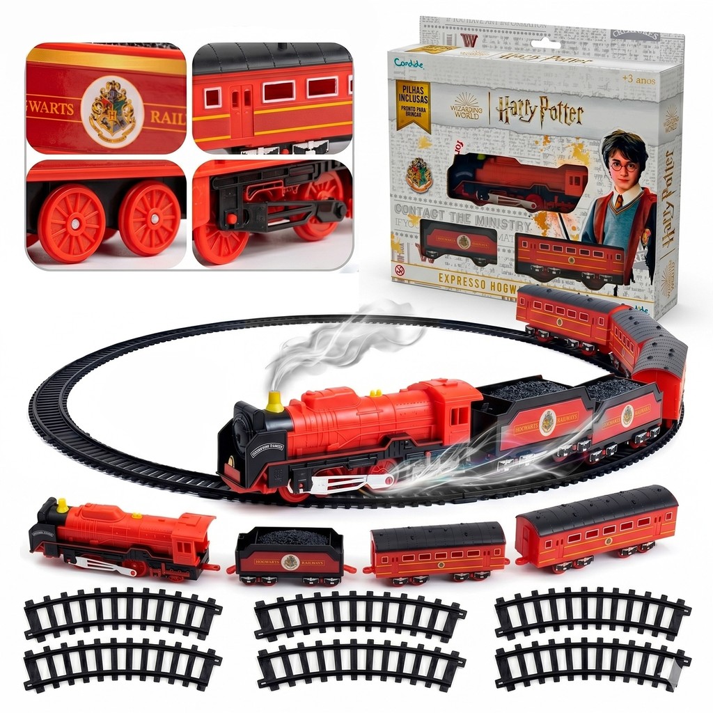 Expresso De Hogwarts Trem Locomotiva Ferrovia Harry Potter Miniatura 13 Peças - Candide