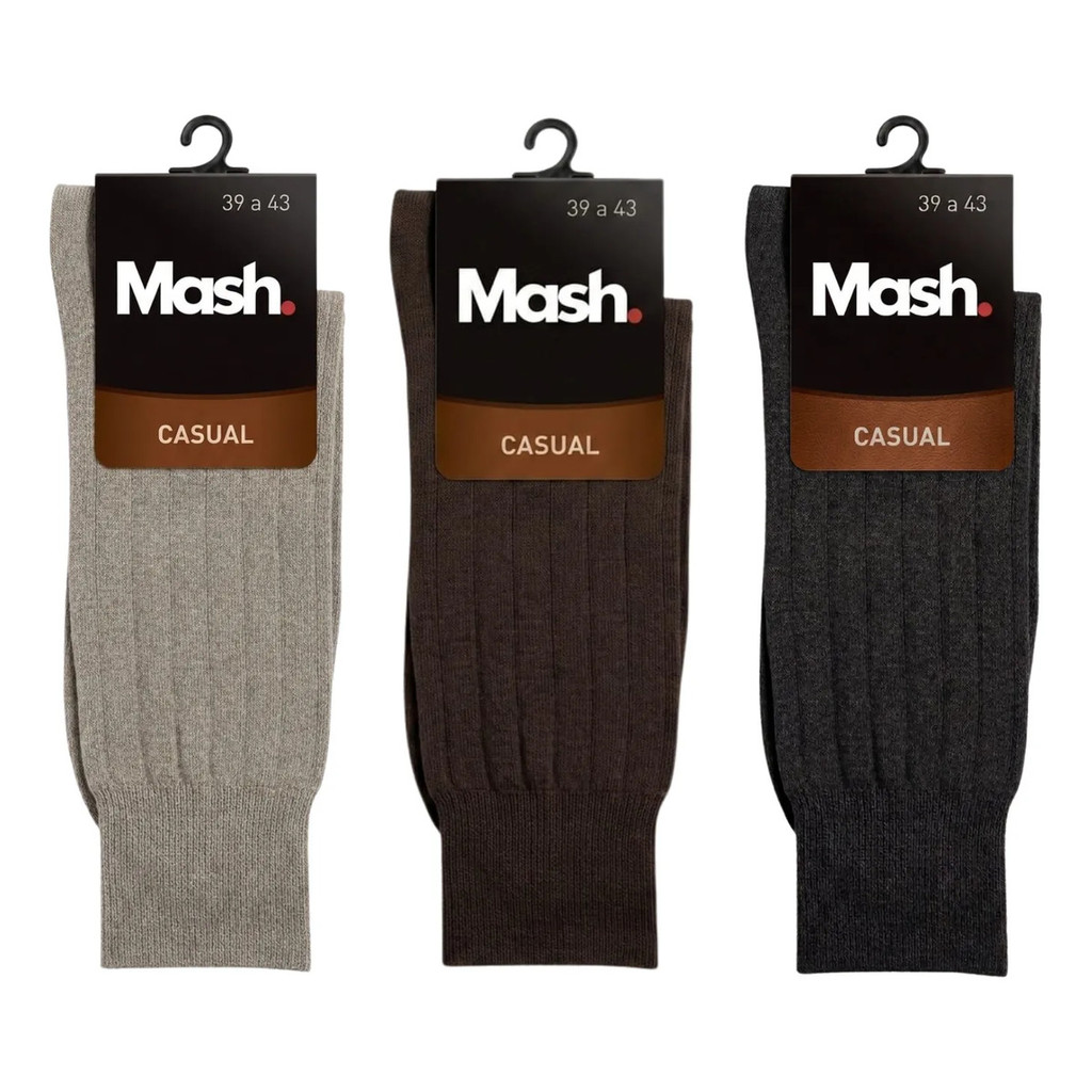 Kit 03 Pares De Meias Sociais Mash Casual Masculino 39-44