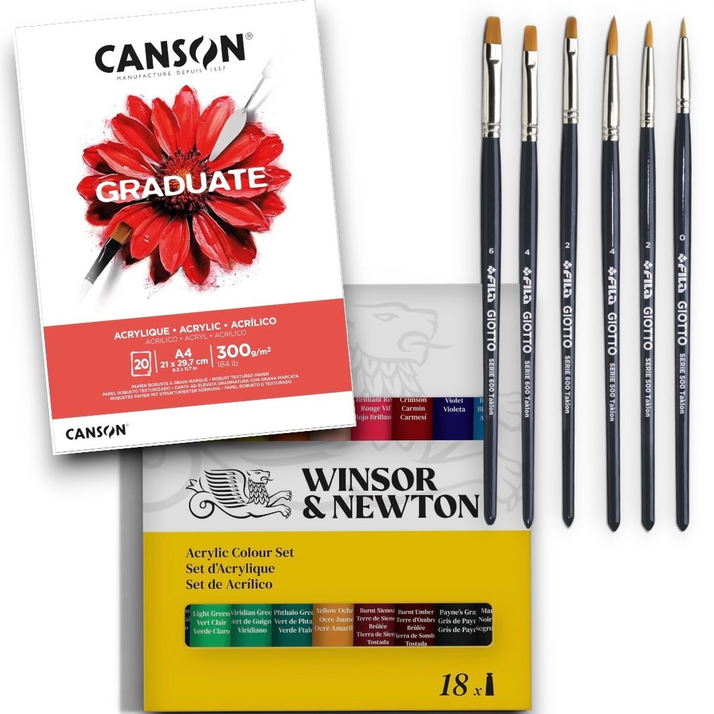 Kit para Pintura Acrílica artistica Tinta Winsor & Newton Discover Artistica