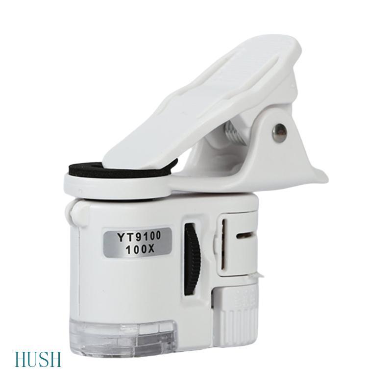 HUS Universal Smartphone Microscópio Acessórios Com LED Tamanho De Bolso Lupa Ajustável Ilumina Para Stu