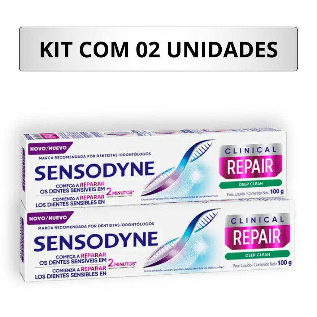 Kit com 02 Cremes Dentais Sensodyne Clinical Repair Dentes Sensíveis 100g