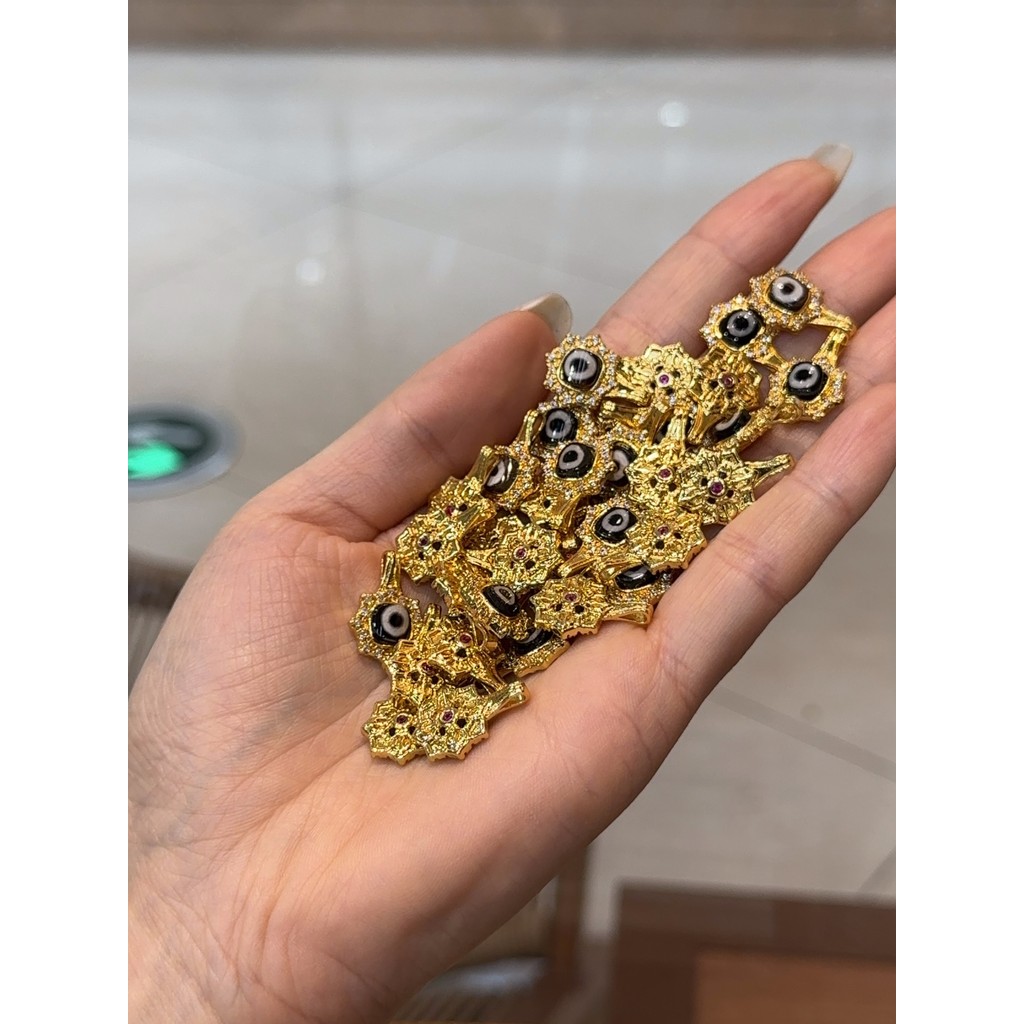 Cobre puro incrustado um olho Dzi contas flor marca artesanal diy acessórios pulseira colar pingente acessórios moda All