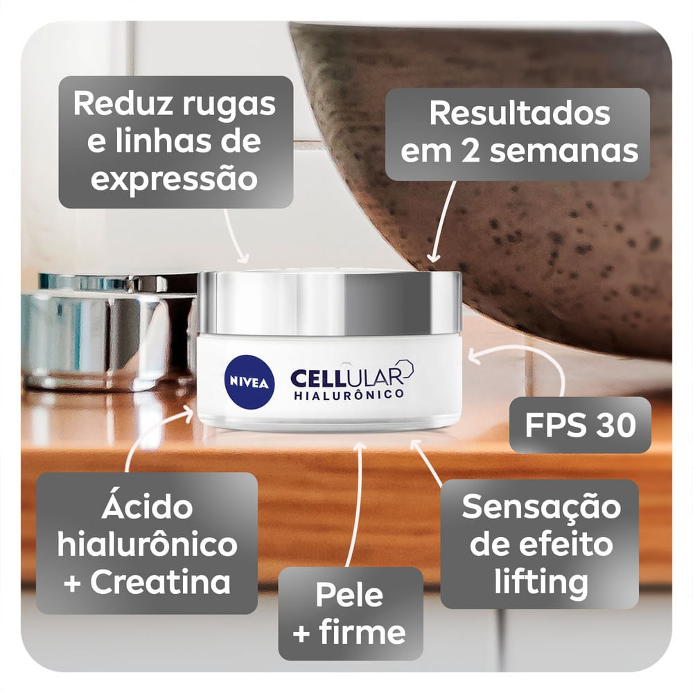 Kit Creme facial Antissinais Nivea Cellular FPS 30  52g Dia + Tratamento Facial Antissinais Noite 51g