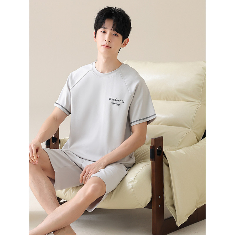 2026 novo estilo pijamas masculinos verão estilo fino puro algodão Shorts de manga curta adolescentes tamanho grande pod