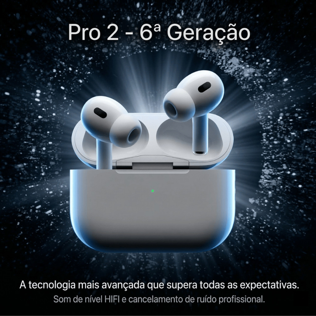 Fone Bluetooth Pro 6 Premium | Imersão Total c Cancelamento Ruído Qualidade Superior p iPhoneAndroid